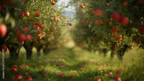 Apple trees with sunlight background
