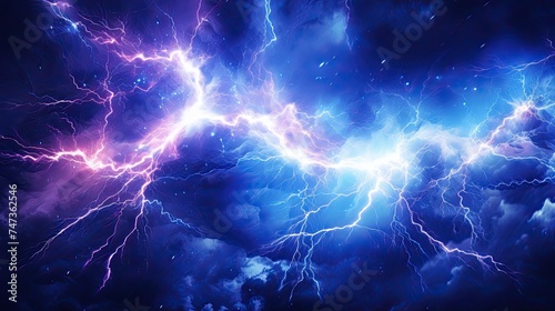 Ethereal lightning storm with vibrant blue and purple hues