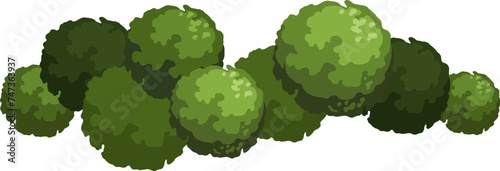 Group of trees for architectural floor plans. Entourage design. Various trees, bushes, and shrubs, top view for the landscape design plan. Vector illustration.