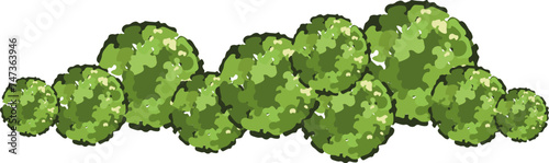 Group of trees for architectural floor plans. Entourage design. Various trees, bushes, and shrubs, top view for the landscape design plan. Vector illustration.