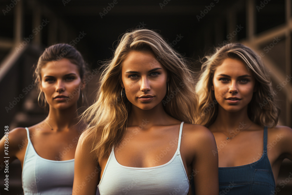 Generative AI image of charming adorable people beautiful women together Generative AI image of charming adorable people beautiful women together