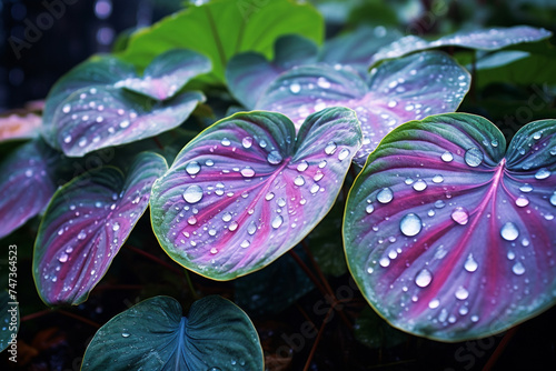 dew on a caladium leaf photo