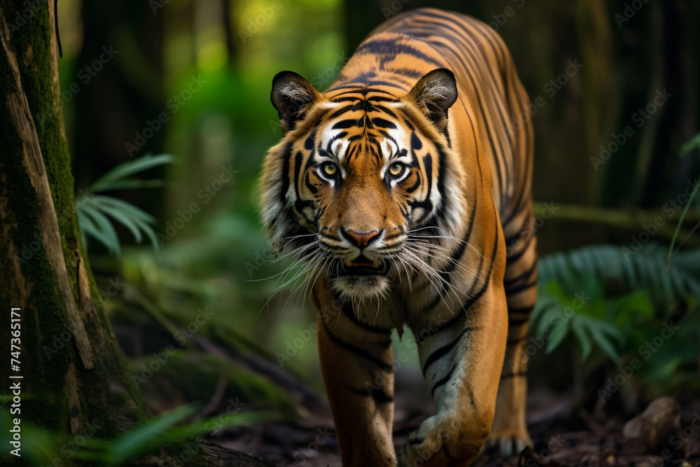 Fototapeta premium Sumatran tiger in the forest