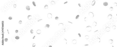 silver serpentine confetti on transparent background. luxury isolated