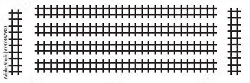 Railway Line, Rails Symbol, Train Tracks Sign, Railroad Pictogram, Railway Track Silhouette. Railway vector . EPS 10