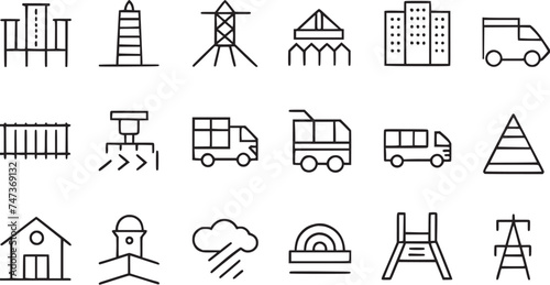 Icons related to road in restructure vector collection