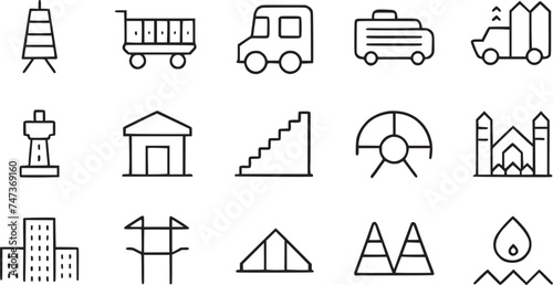 Icons related to road in restructure vector collection