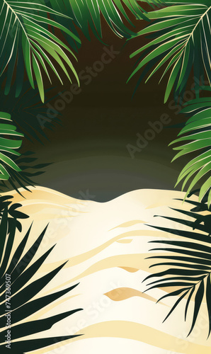 Abstract sandy background with palm leaf silhouettes.