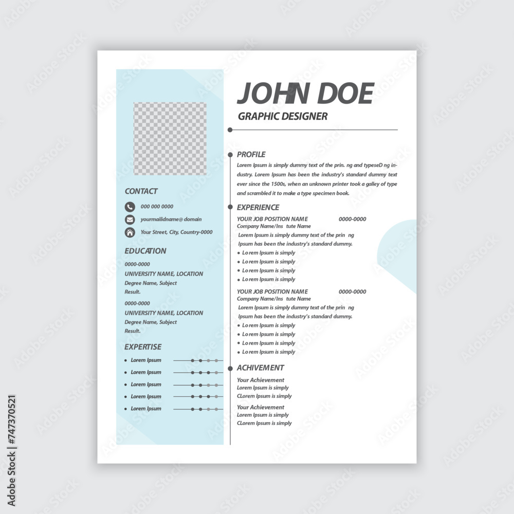 A modern and minimalistic resume template design