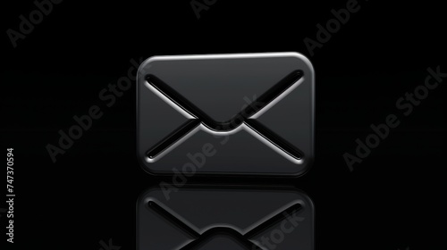 Envelope and message icons on black background - communication symbols, email concept - graphic design elements for web and print photo