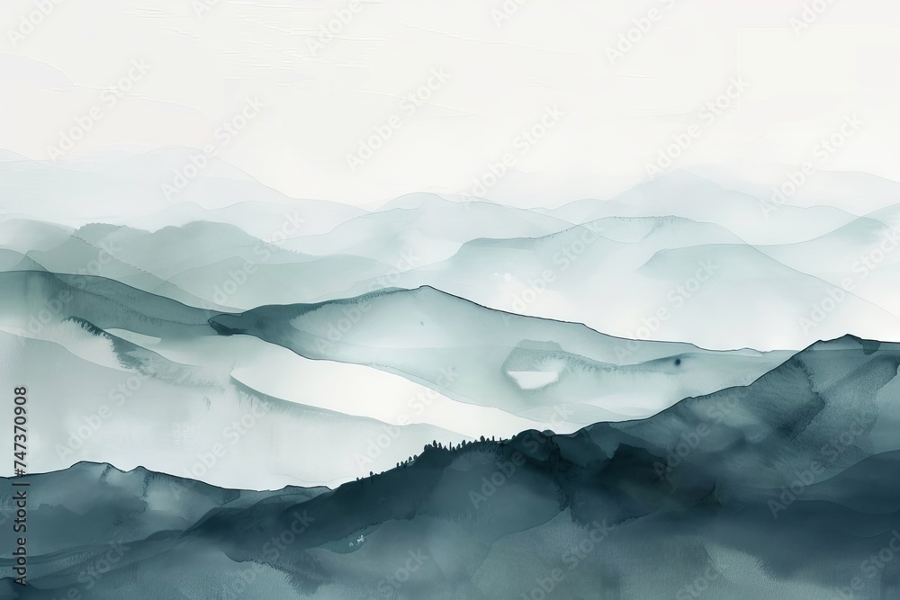 Watercolor abstract landscapes, serene and minimalist, with subtle color gradients and textures for modern art and decor.