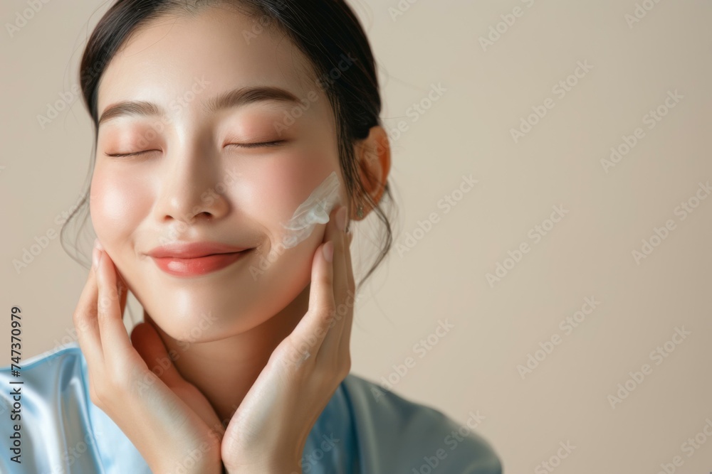 Radiant Skin Care Routine, Woman Applying Facial Cream