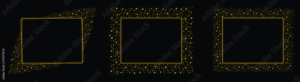 Rectangle Square Frame with Sparkle Glitter Stars Transparent Vector design 1
