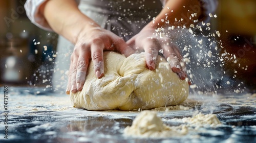 The bakers flour-dusted fingertips shape the dough with precision and care.