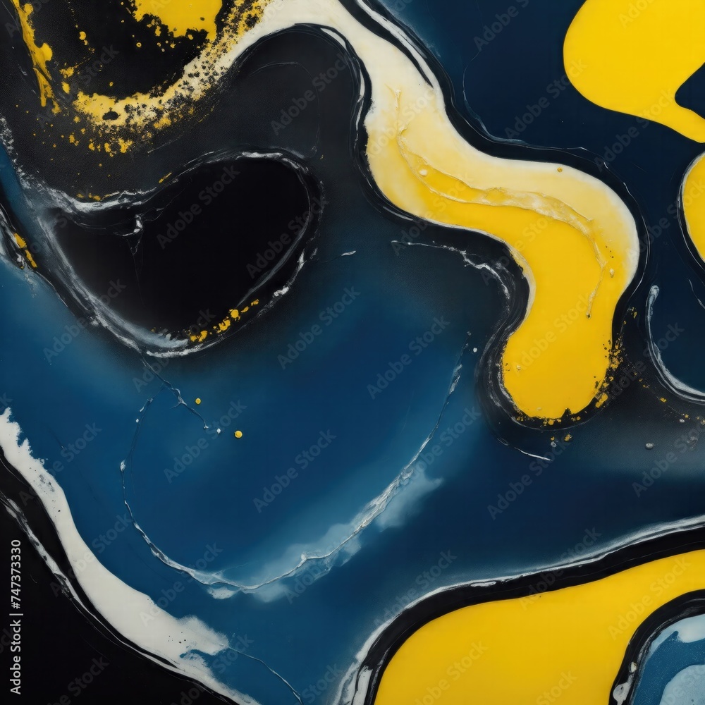 Yellow, Black and Blue Encaustic paint background