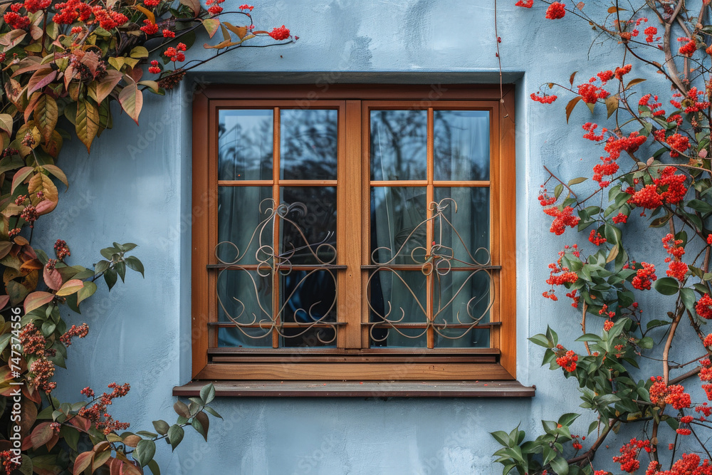 wooden window in the house