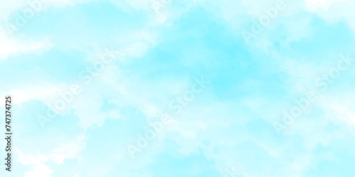 sunny sky blue light watercolor background. Aquarelle painting brush effect card paper textured canvas cloudy smoke space for text, entertaining card, template. aquamarine color graphics illustration