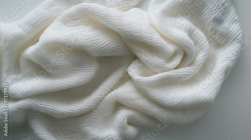 Soft White Textured Fabric in Elegant Swirl