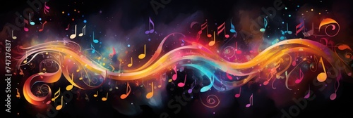 blurred abstract background christmas light with music note bokeh
