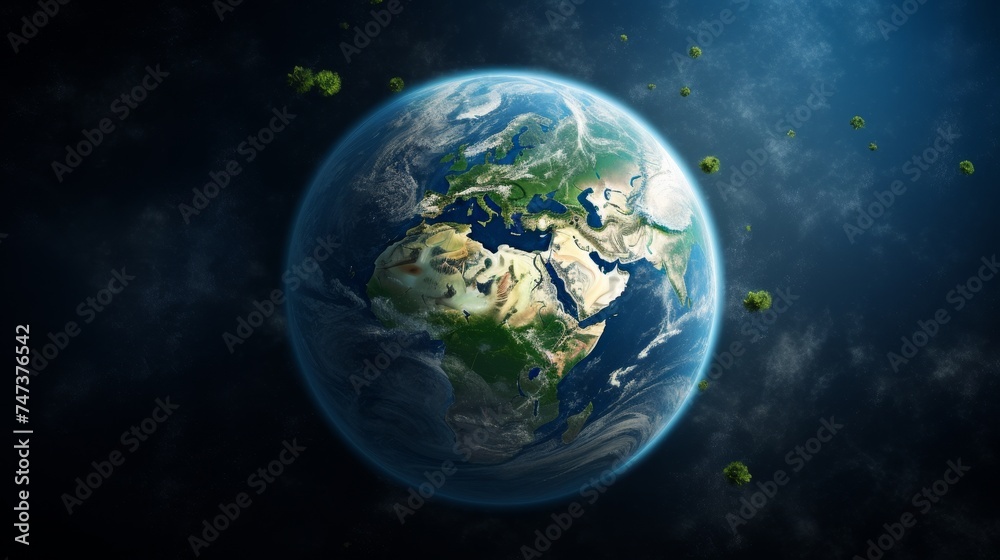 Green planet Earth seen from space