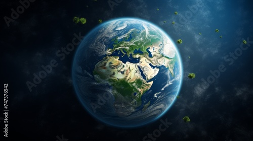 Green planet Earth seen from space