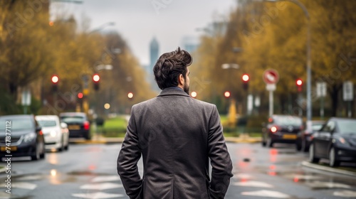 Businessman standing on the street or at the meeting place