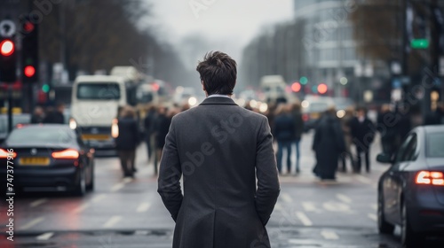 Businessman walking on road of city © Media Srock