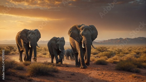 elephants at sunset © Sohaib