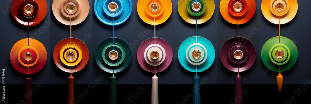 Vibrant Spools of Thread in a Colorful Arrangement Vibrant Spools of Thread in a Colorful Arrangement
