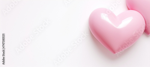 Pink heart on a white background, generative AI © Tetiana Romaniuk