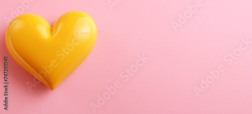 Yellow heart on a pink background, generative AI © Tetiana Romaniuk