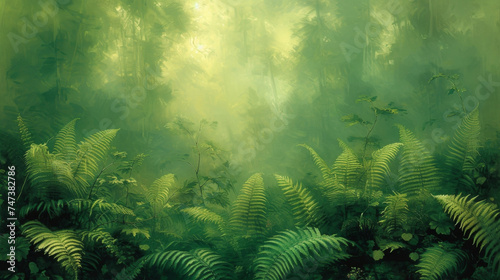 Texture of lush ferns swaying in unison their delicate fronds creating a symphony of movement.