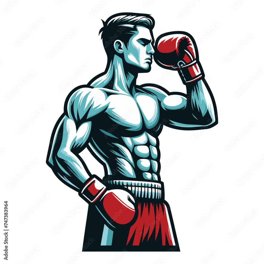 Man boxing boxer athlete half body vector design illustration, sport fighter, box combat, Boxer fighting in gloves, punching with fist design template isolated on white background Man boxing boxer athlete half body vector design illustration, sport fighter, box combat, Boxer fighting in gloves, punching with fist design template isolated on white background