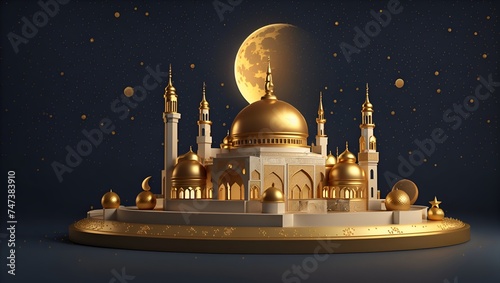 Islamic greetings ramadan kareem card design template. Space for text. background. Post-processed generative AI