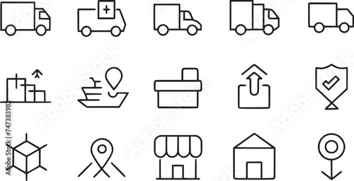 Shipping, Delivery, etc. Editable icon set vector collection.