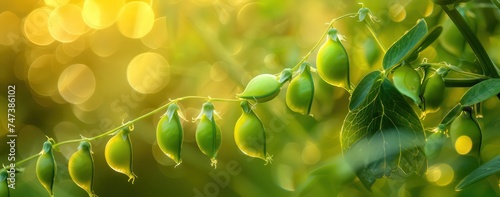 a green plant with a beautiful background, in the style of bokeh panorama, yellow, dreamlike abstraction, lens flares, organic abstracts