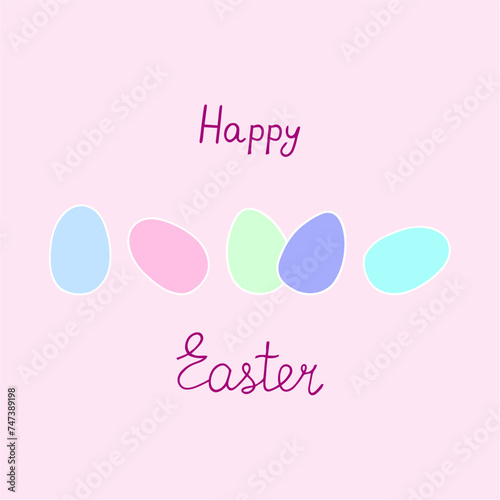 Bright illustration with eggs. Postcard. Easter.