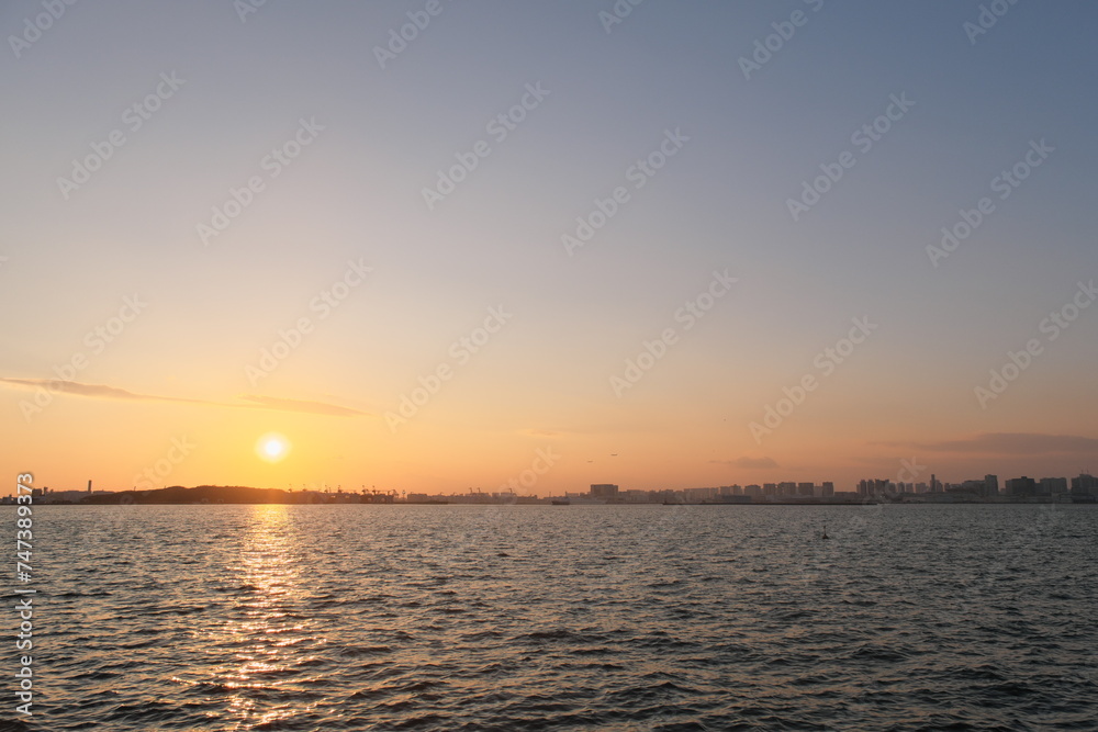 若洲海浜公園の夕日　Sunset at Wakasu Seaside Park