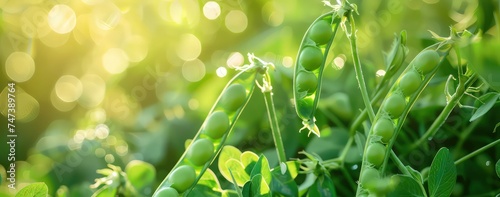 green peas with bokeh background in a field, light gold and yellow, ethereal abstract, color photography, lens flares photo