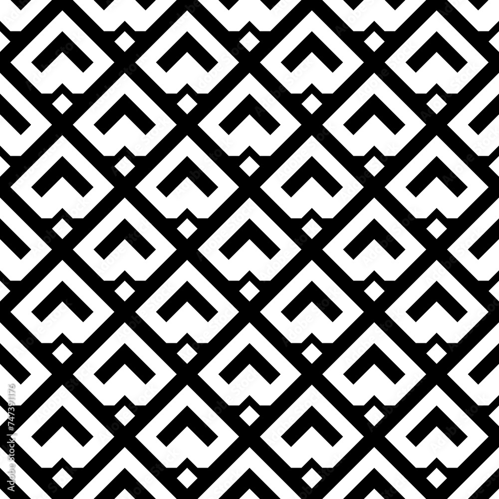 Seamless pattern. Geometric backdrop. Forms, squares background. Ethnic motif. Rhombuses, chevrons, figures ornament. Diamonds, curves, shapes wallpaper. Textile print, web design, abstract. Vector.