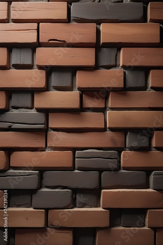 Dark wooden bricks wall  vertical composition