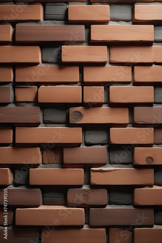 Dark wooden bricks wall, vertical composition
