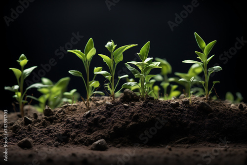 Photo growing organic and ecological plants fields background