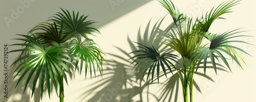 small palms, green and brown, green and gray, modern design, modern, isolated figures, floral still-lifes