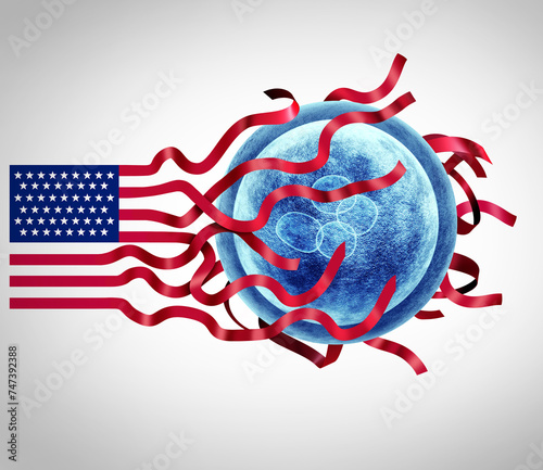 US Frozen Embryo Social issues as legal concerns and controversial issue in American politics related to unused frozen embryos at fertility clinic causing uncertainty in the United States infertility 