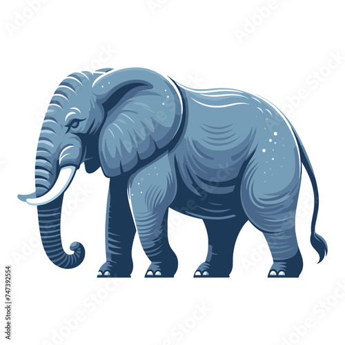 Elephant full body vector illustration, zoology illustration, African safari wild animal design template isolated on white background © lartestudio