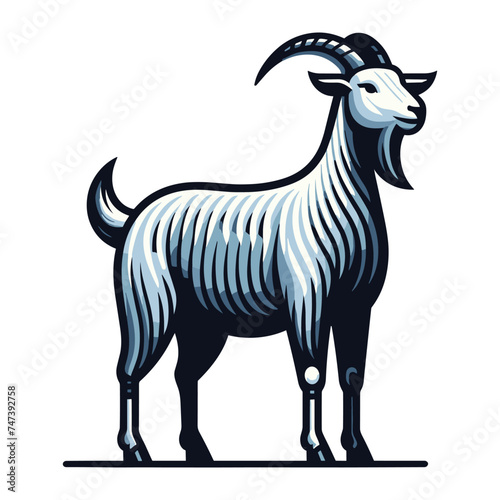 Goat full body vector illustration, farm pet, animal livestock, for butchery meat shop and dairy milk product, design template isolated on white background