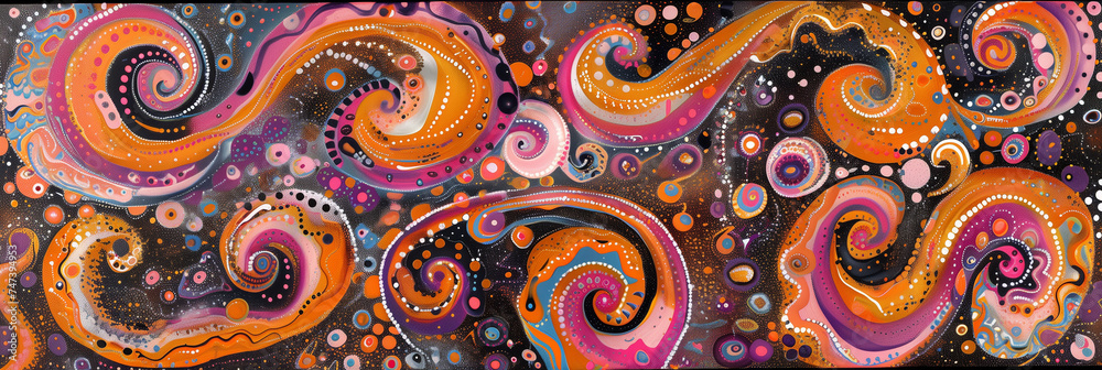 Psychedelic Swirl Pattern with Abstract Colorful Design Elements