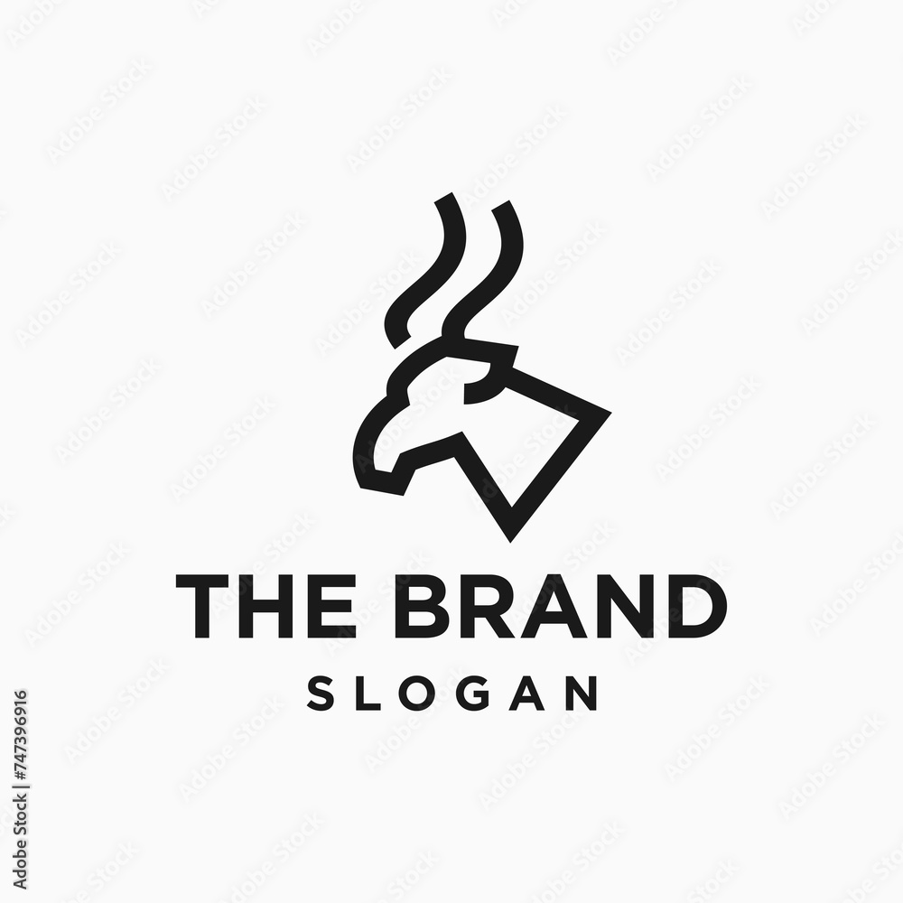 Antelope saiga simple line icon logo vector design, modern animal logo pictogram design Antelope saiga simple line icon logo vector design, modern animal logo pictogram design