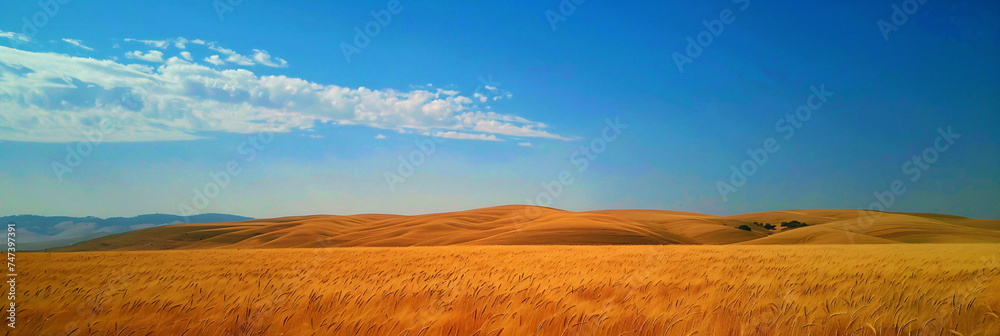 wheat field with blue sky
